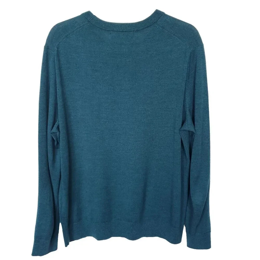 Banana Republic Baruffa Merino Wool Sweater Mens Size Large Blue Italian Yarn - Picture 4 of 13